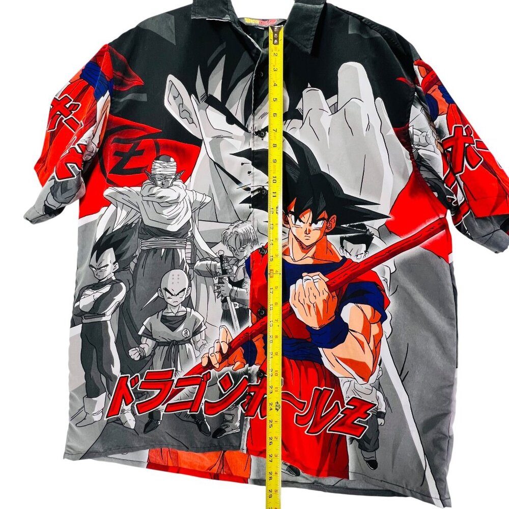 Vtg Dragon Ball Z Anime GOKU Graphic Shirt Y2K All Over Print Button Up Mens Lg - Picture 13 of 14
